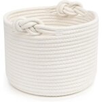 Panier � linge en coton tiss� avec poign�e (24x18 cm), corbeille pour jouets, couvertures et enfant