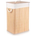 Panier a linge pliable avec deux compartiments en bambou Panier a linge pliable avec deux compartiments en bambou
