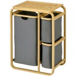 Panier � linge panier de rangement corbeille � linge bac linge sale en bambou 3 paniers - 49l x 33p x ...