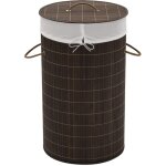 Panier  linge rond en bambou marron fonc vidaxl