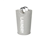 Panier a linge sale en tissu gris 82l - panier corbeille a linge pliable � poign�e - panier � linge sale ...