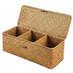 Panier de rangement de bureau cr�atif tiss� artificiel, bo�te de rangement de cosm�tiques � trois compartiment ...