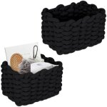 Panier rangement coton - 2 pi�ces, panier rangement coton maille tress�e 19�15�12cm - noir, pour chambre ...