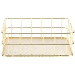 Panier de rangement en fil m�tallique dor� - organisateur multifonction pour bureau et maison, taille ...