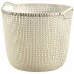 Panier  linge en tricot 30 l rectangulaire plastique beige - curver