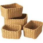 Paniers de rangement en osier tiss�, lot de 4 panier en osier tress�, corbeilles de rangement empilables(marro ...