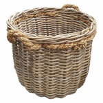 Meubletmoi - panier rond en kubu naturel tressé d. 46 cm avec anses - sibu m Meubletmoi - panier rond en kubu naturel tressé d. 46 cm avec anses - sibu m
