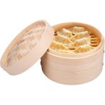 Panier vapeur en bambou - panier vapeur avec 2 �tages - 20 x 13, 5 cm - 100% bambou - vapeur au - dessus ...