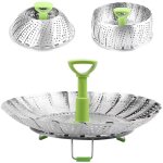 Panier vapeur inox, 11'' cuit vapeur inoxydable pour autocuiseur avec manche tlescopique, panier pour ...
