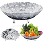 Panier vapeur inox 27 cm pliable paniers cuit - vapeur ajustable panier cuisson vapeur avec pieds antidrapant ...