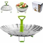 Panier vapeur inox, 9'' cuit vapeur inoxydable pour autocuiseur avec manche t�lescopique, panier pour ...