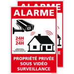Panneau alarme - propri�t� priv�e sous vid�o surveillance 24h / 24 avec loi. g1651. sticker alarme, panneaux ...