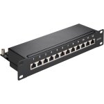 Panneau de brassage 10 pouces (25, 4 cm), 12 ports, cat 6, stp blind, noir. version couleur noir
