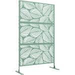 Panneau brise - vue d�coratif ext�rieur en m�tal, motif v�g�tal, couleur vert, 122 x 45 x 198 cm