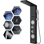 Panneau colonne de douche hydromassante led, 6 fonctions colonne douche: pluie, cascade, jet de massages, ...