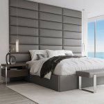 Panneau décoratif tête de lit capitonnée - 4 panneaux simili cuir gris 76cm Panneau décoratif tête de lit capitonnée - 4 panneaux simili cuir gris 76cm