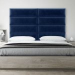 Panneau décoratif tête de lit capitonnée - 4 panneaux simili velours bleu roi 91cm Panneau décoratif tête de lit capitonnée - 4 panneaux simili velours bleu roi 91cm
