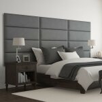 Panneau décoratif tête de lit capitonnée mural 91cm simili gris Panneau décoratif tête de lit capitonnée mural 91cm simili gris
