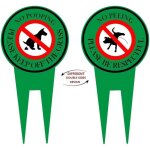 Panneau double face 15 x 30 cm interdit aux chiens de faire leurs besoins � avec piquet emp�chez les ...