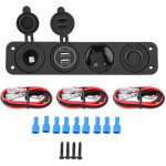 Panneau d'interrupteur � bascule marche / arr�t 4 en 1 avec double voltm�tre usb pour voiture bateau ...