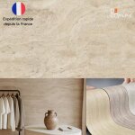 Panneau mural souple beige en pierre naturelle ? decopine ? effet travertin ? 60x120 cm ? lot de 4 ? ...