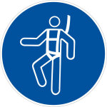 Panneau port du harnais de s�curit� obligatoire - signalisation epi - aluminium 2 mm - diam�tre 125 mm ...