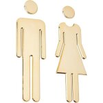 Panneau de porte de toilettes autocollant (dor�) pour dames et messieurs, panneaux de porte de salle ...