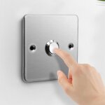 Panneau de sonnette de porte en acier inoxydable, interrupteur avec bouton poussoir, montage mural, argent�, ...