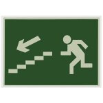 Panneau de sortie de secours pvc fluorescent 21x29 cm vert et blanc, haute visibilit�