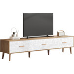 Panneau tv bas vintage, meuble tv en bois, table tv - bois clair, panneau de porte blanc 1503539cm