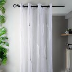 Voilage  rayures ondules blanc 135x240 cm