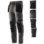 Pantalon de travail, jeans stretch, gris / noir, taille xl