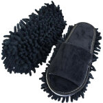 Pantoufles de sol en velours � bout ouvert, pratiques et douces, pour le nettoyage des sols.