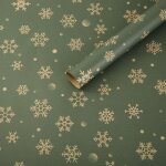 Papier cadeau kraft de no�l 75 x 50 cm, �cologique, motif flocons de neige verts, 5 pi�ces
