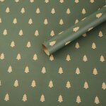 Papier cadeau kraft de no�l 75 x 50 cm, �cologique, motif sapin de no�l vert, 5 pi�ces