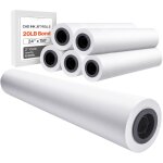 Papier grand format, 24 po x 150 pi, papier traceur, 6 rouleaux, papier bond 20 lb avec noyau de 2 po, ...