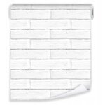 Papier peint brique blanche 3d effet mur d�co murale loft ? rouleau 0, 5 x 10 m intiss� wallarena