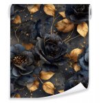 Papier peint fleurs noires sur mur molletonn� papier peint salon chambre coucher