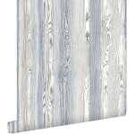 Papier peint imitation bois bleu et gris estahome