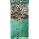 Estahome - papier peint intissé xxl patchwork de plaques de metal rouillé et vieilli bleu canard et marron ... Estahome - papier peint intissé xxl patchwork de plaques de metal rouillé et vieilli bleu canard et marron ...