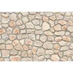 Papier peint panoramique beige et orange effet solide | tapisserie panoramique pierre imitation mur | ...