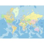Sanders&sanders - papier peint panoramique carte du monde bleu, jaune et vert Sanders&sanders - papier peint panoramique carte du monde bleu, jaune et vert