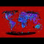 Sanders&sanders - papier peint panoramique carte du monde pour enfants bleu, jaune et vert