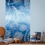 Papier peint photo profhome 770601 papier peint intiss� lisse avec un dessin infantile mat bleu bleu ...