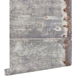 Estahome - papier peint plaques métalliques gris clair et brun rouille Estahome - papier peint plaques métalliques gris clair et brun rouille