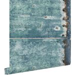 Papier peint plaques métalliques turquoise et brun rouille - estahome Papier peint plaques métalliques turquoise et brun rouille - estahome