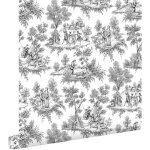 Estahome - papier peint toile de jouy noir