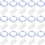 Paquet de 15 guirlandes lumineuses led bleues, 2m 20 led guirlandes lumineuses en fil de cuivre � piles ...