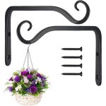 Paquet de 2 crochets de suspension muraux noirs, supports de panier suspendu en fer forg� en m�tal, support ...