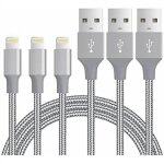 Paquet de 3 c�bles de chargeur pour iphone de 3 pieds, c�ble lightning certifi� mfi, cordons de chargement ...